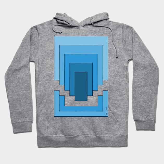 Rectangle Abstract in Blue Hoodie by AzureLionProductions